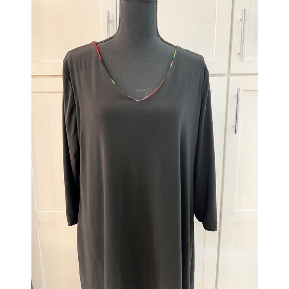 ATTITUDES By Renee Liquid Knit Reversible Top Women XL V-neck Long Sleeve Floral - Picture 12 of 14